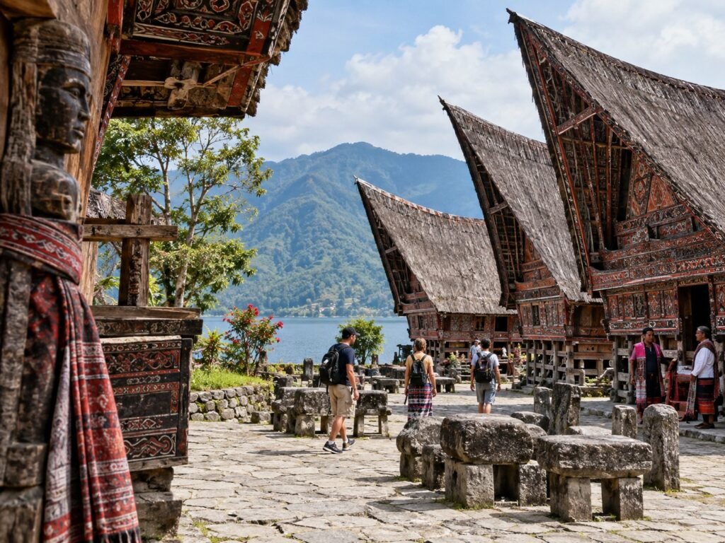 Rumah adat Batak di Pulau Samosir kawasan Danau Toba