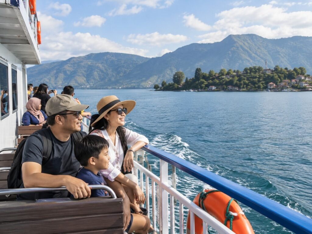 Perjalanan ferry menuju Pulau Samosir di Danau Toba